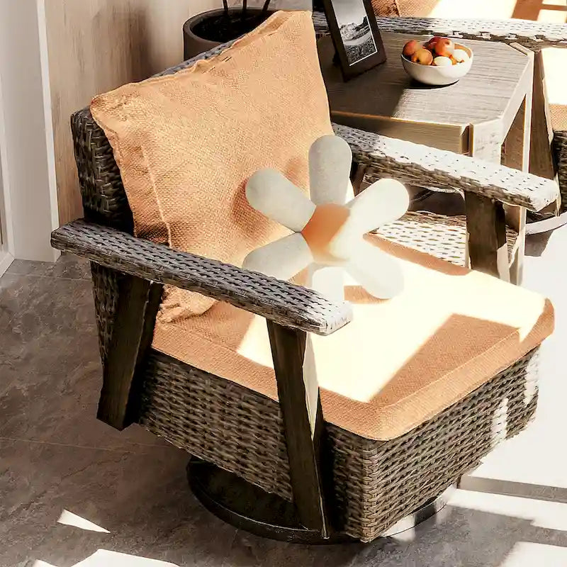 Fauteuil à bascule d'extérieur Cozywor Wicker Patio, fauteuil inclinable pivotant