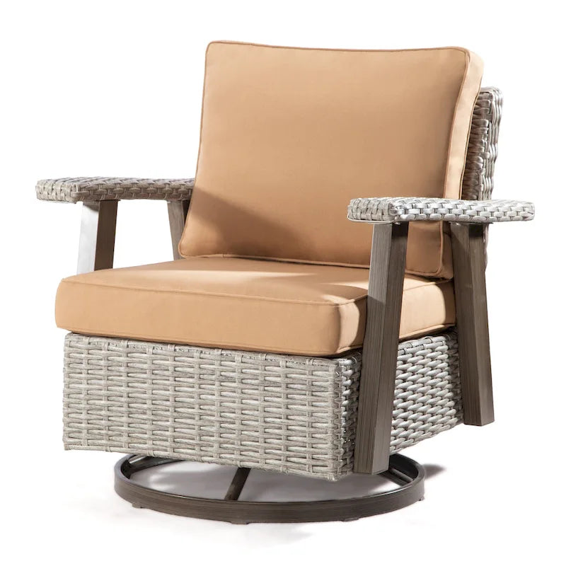 Fauteuil à bascule d'extérieur Cozywor Wicker Patio, fauteuil inclinable pivotant