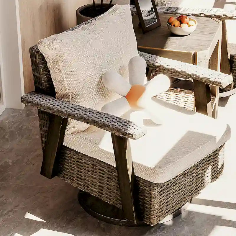 Fauteuil à bascule d'extérieur Cozywor Wicker Patio, fauteuil inclinable pivotant