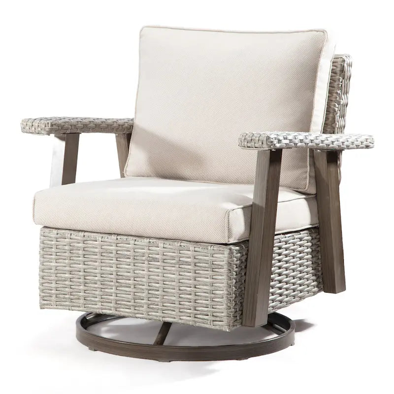 Fauteuil à bascule d'extérieur Cozywor Wicker Patio, fauteuil inclinable pivotant