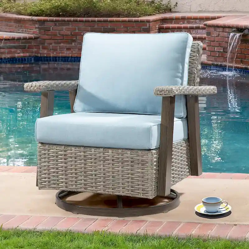 Fauteuil à bascule d'extérieur Cozywor Wicker Patio, fauteuil inclinable pivotant
