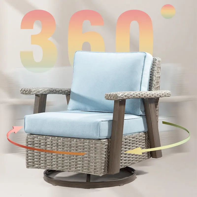 Fauteuil à bascule d'extérieur Cozywor Wicker Patio, fauteuil inclinable pivotant