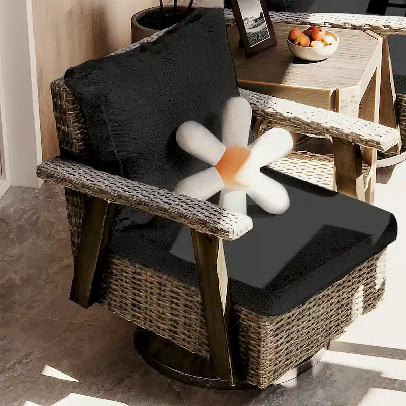 Fauteuil à bascule d'extérieur Cozywor Wicker Patio, fauteuil inclinable pivotant
