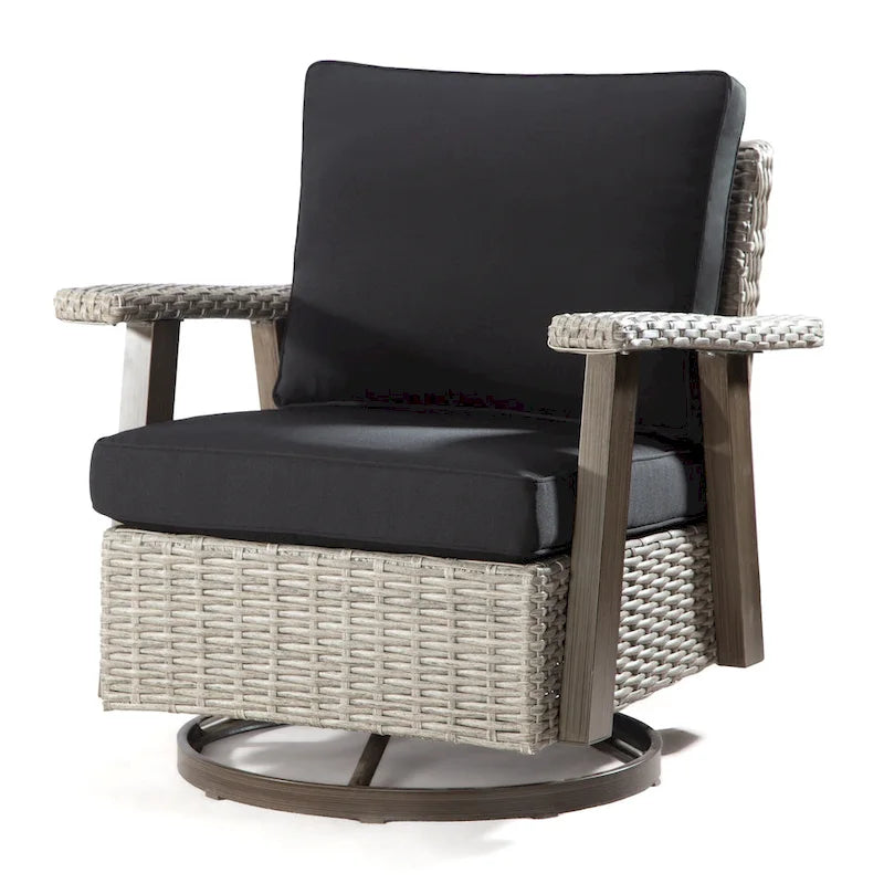 Fauteuil à bascule d'extérieur Cozywor Wicker Patio, fauteuil inclinable pivotant