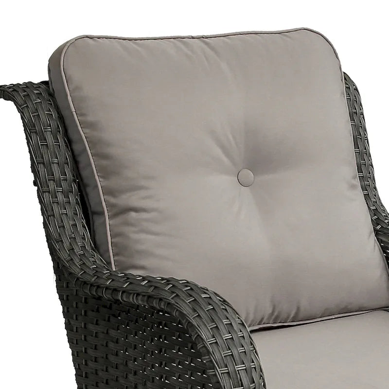 Ensemble Bistro 3 Pièces de Chaises Basculantes Pivotantes en Rotin pour Extérieur