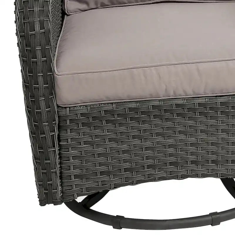 Ensemble Bistro 3 Pièces de Chaises Basculantes Pivotantes en Rotin pour Extérieur