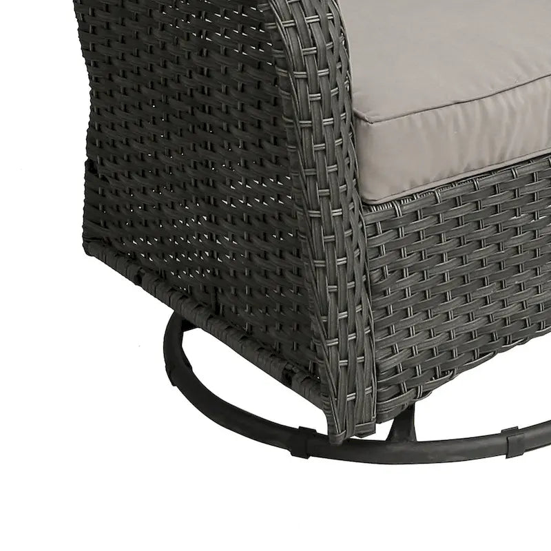 Ensemble Bistro 3 Pièces de Chaises Basculantes Pivotantes en Rotin pour Extérieur