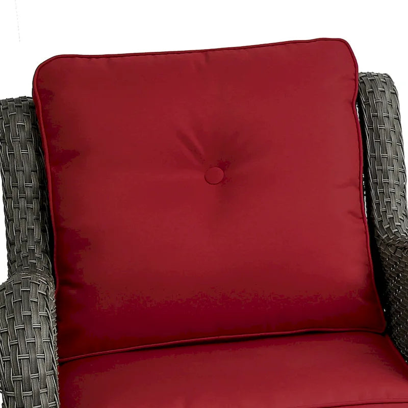 Ensemble Bistro 3 Pièces de Chaises Basculantes Pivotantes en Rotin pour Extérieur