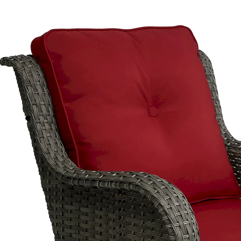 Ensemble Bistro 3 Pièces de Chaises Basculantes Pivotantes en Rotin pour Extérieur
