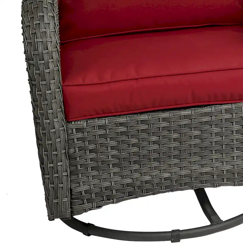 Ensemble Bistro 3 Pièces de Chaises Basculantes Pivotantes en Rotin pour Extérieur