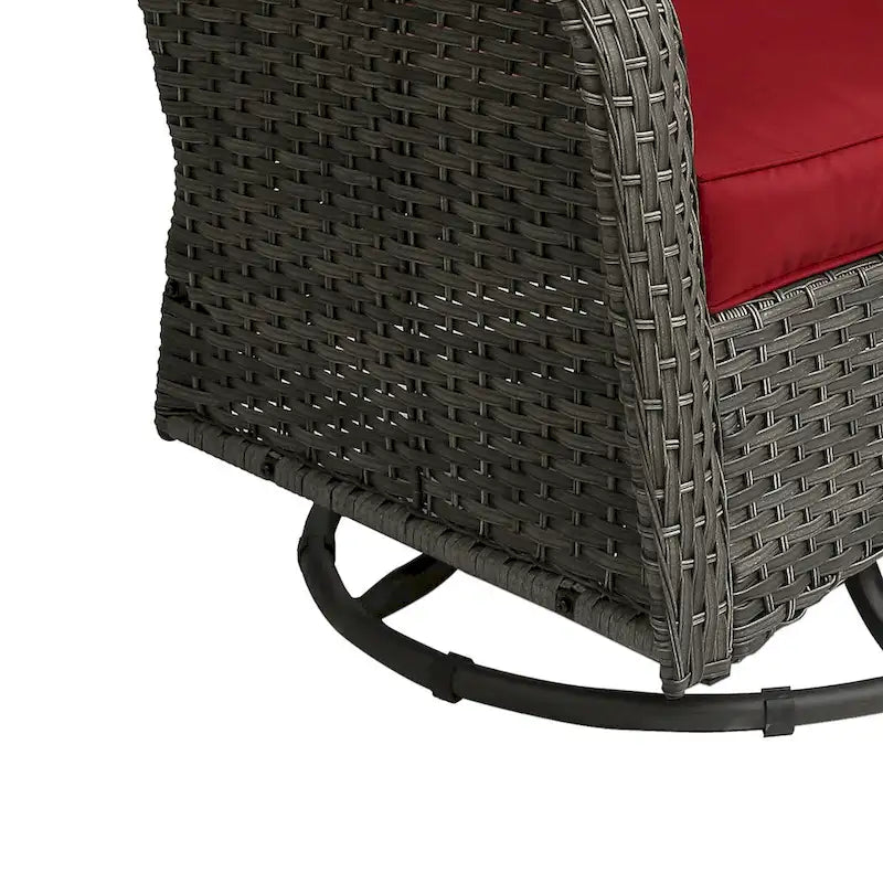 Ensemble Bistro 3 Pièces de Chaises Basculantes Pivotantes en Rotin pour Extérieur