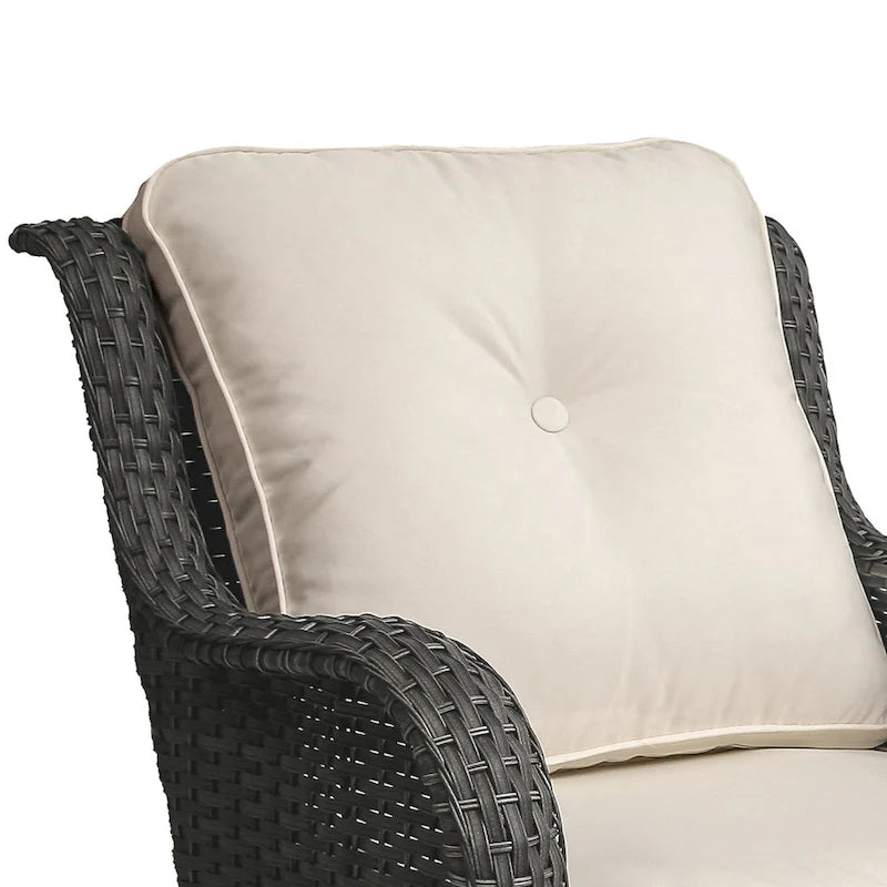 Ensemble Bistro 3 Pièces de Chaises Basculantes Pivotantes en Rotin pour Extérieur