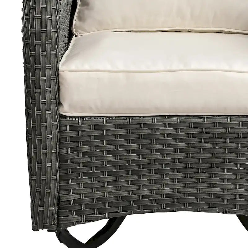 Ensemble Bistro 3 Pièces de Chaises Basculantes Pivotantes en Rotin pour Extérieur