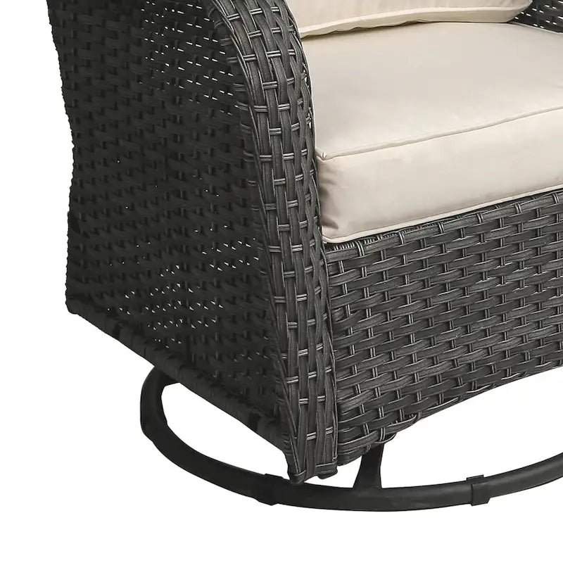 Ensemble Bistro 3 Pièces de Chaises Basculantes Pivotantes en Rotin pour Extérieur