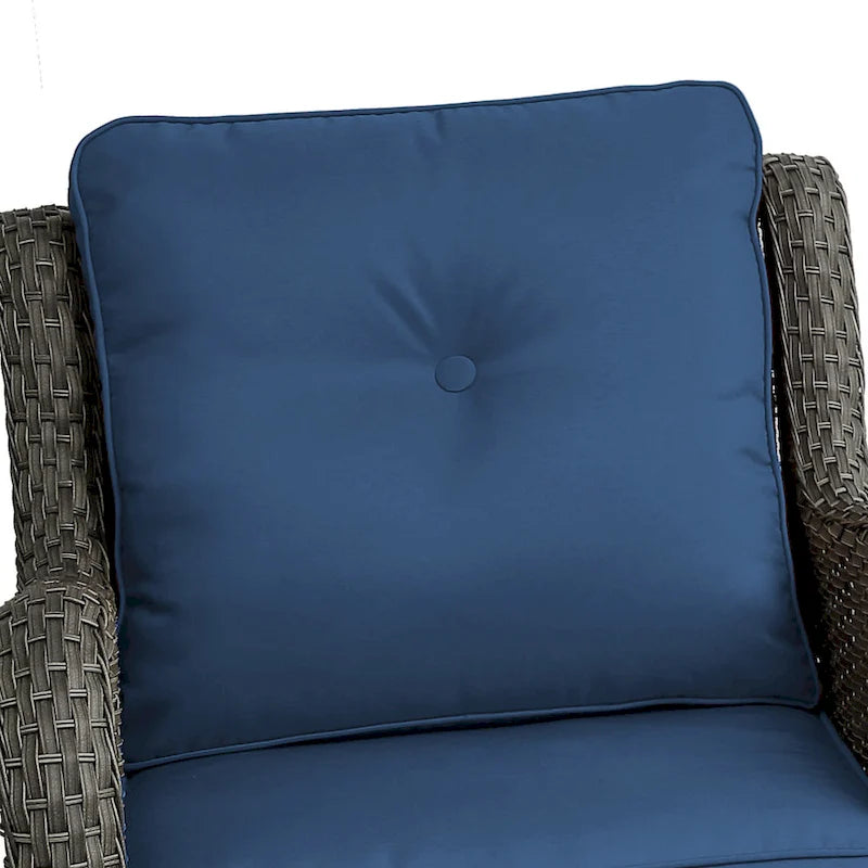 Ensemble Bistro 3 Pièces de Chaises Basculantes Pivotantes en Rotin pour Extérieur