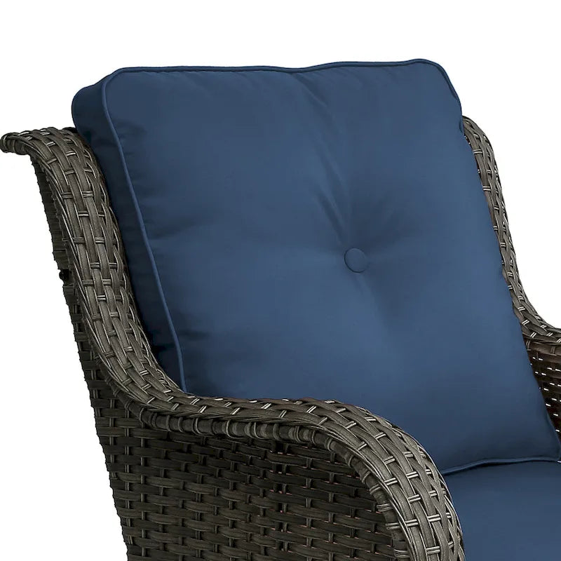 Ensemble Bistro 3 Pièces de Chaises Basculantes Pivotantes en Rotin pour Extérieur