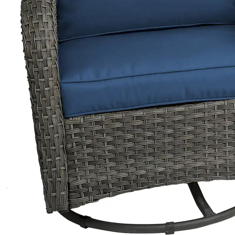 Ensemble Bistro 3 Pièces de Chaises Basculantes Pivotantes en Rotin pour Extérieur