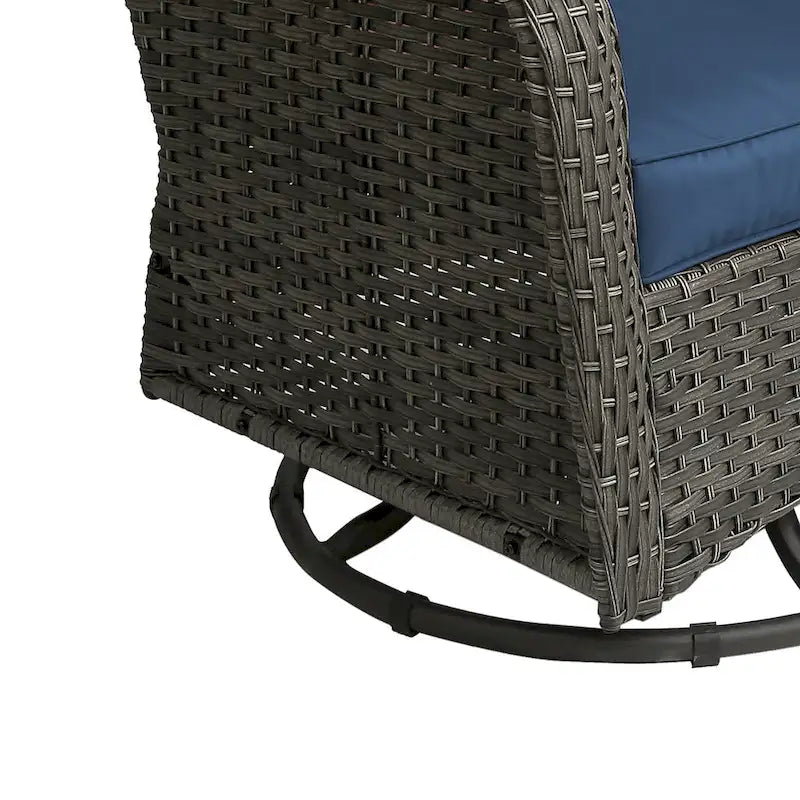 Ensemble Bistro 3 Pièces de Chaises Basculantes Pivotantes en Rotin pour Extérieur