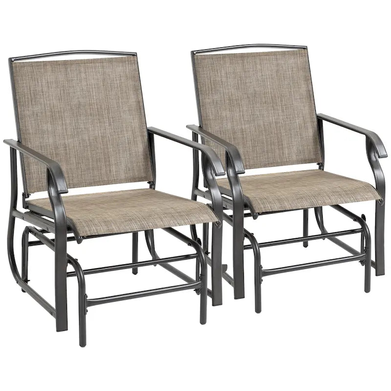 Outsunny 2-Person Gliders Outdoor Swing Chair Set with Breathable Mesh Fabric, Steel Frame for Garden, Backyard, Patio, Dark