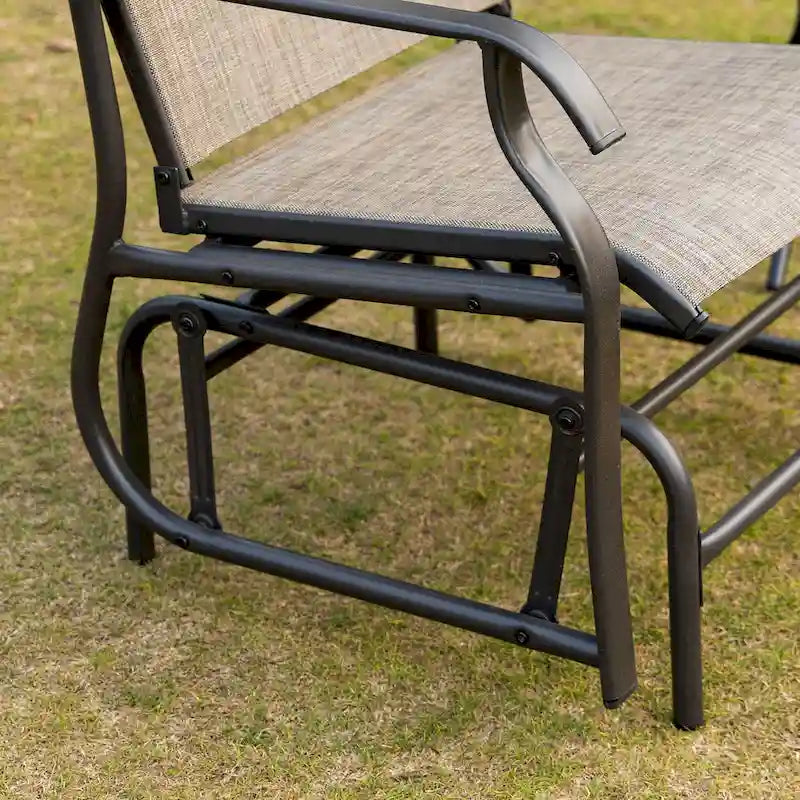Outsunny Balancelle planeur 2 places avec tissu maillé respirant, structure en acier pour jardin, cour arrière, patio, foncé