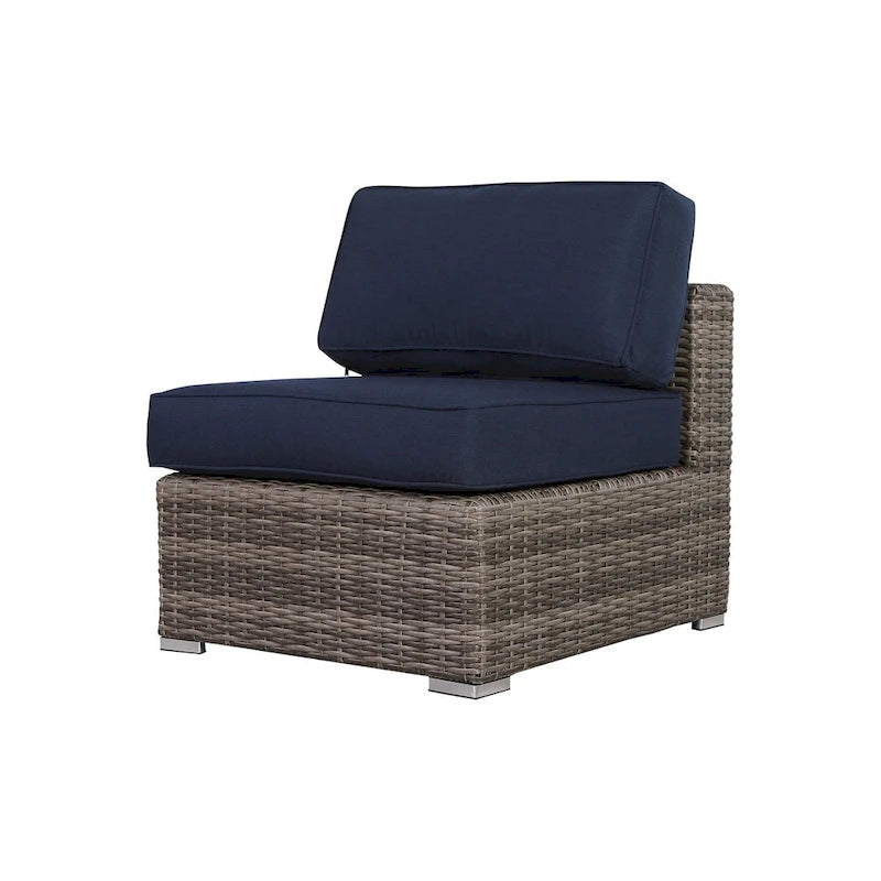 Ensemble de salon de jardin LSI Antibes en osier gris Sunbrella 9 pièces