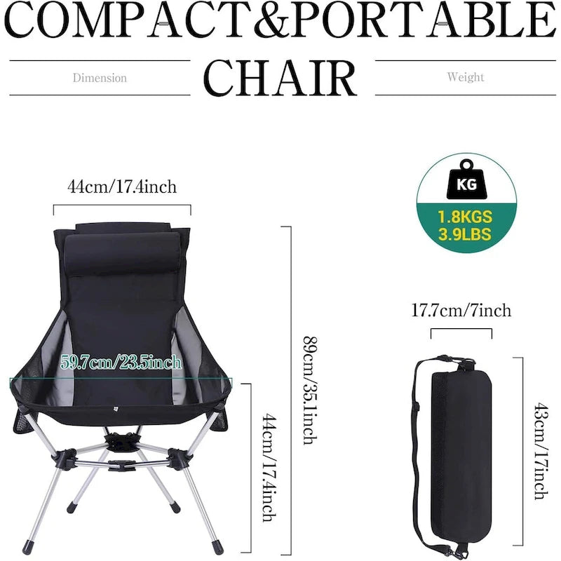 Chaise de camping, Chaise portable pliable, Petite chaise portable, Chaise de camping pliante pour le camping, la plage, l'extérieur