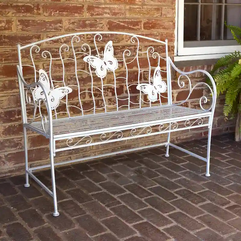 Banc de jardin classique en métal 2 places Alpine Corporation 44 L pour intérieur/extérieur