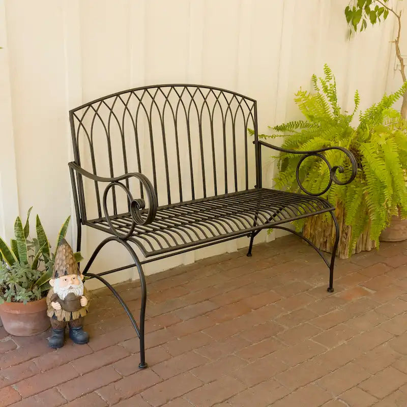 Banc de jardin classique en métal 2 places Alpine Corporation 44 L pour intérieur/extérieur
