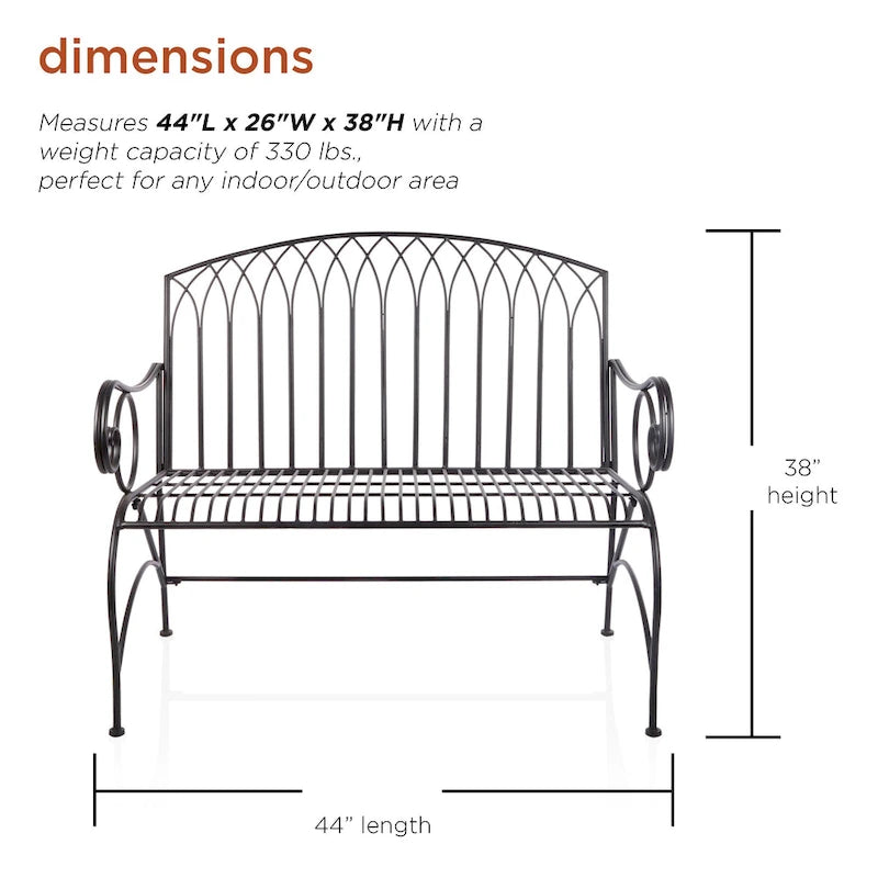 Banc de jardin classique en métal 2 places Alpine Corporation 44 L pour intérieur/extérieur