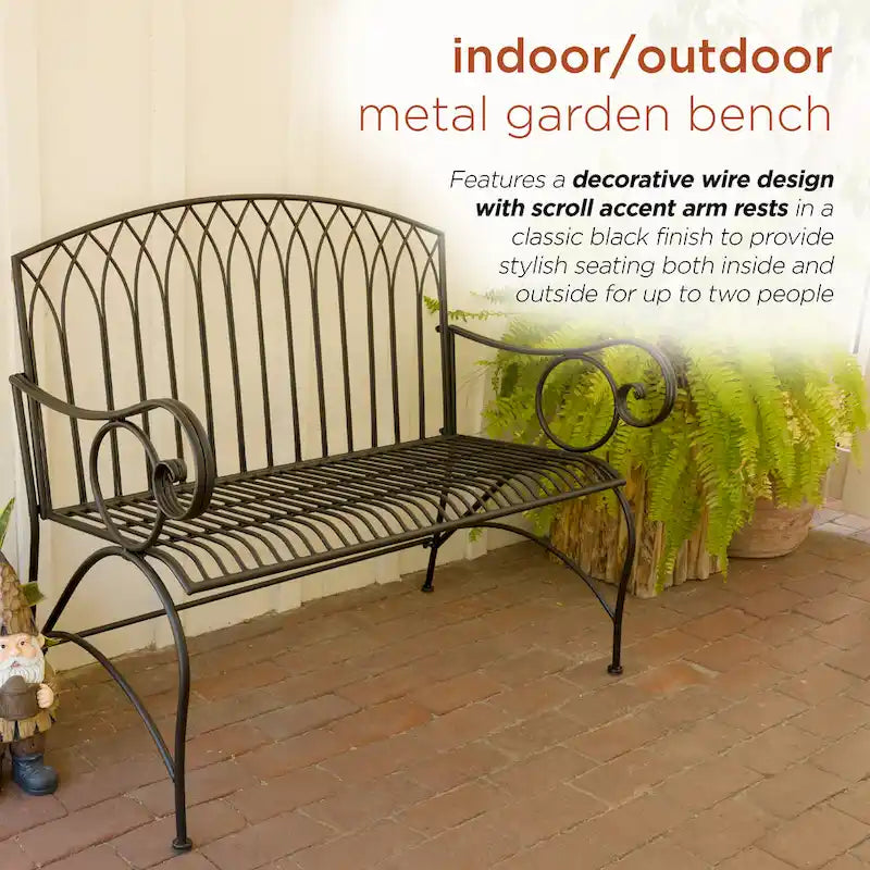 Banc de jardin classique en métal 2 places Alpine Corporation 44 L pour intérieur/extérieur