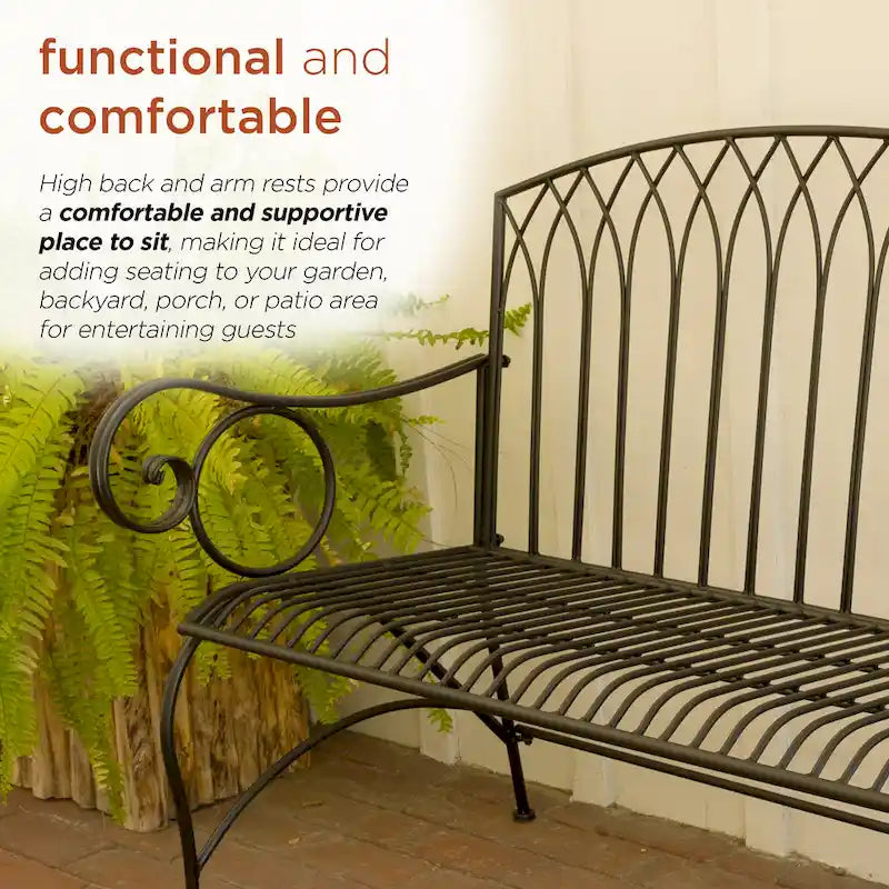 Banc de jardin classique en métal 2 places Alpine Corporation 44 L pour intérieur/extérieur