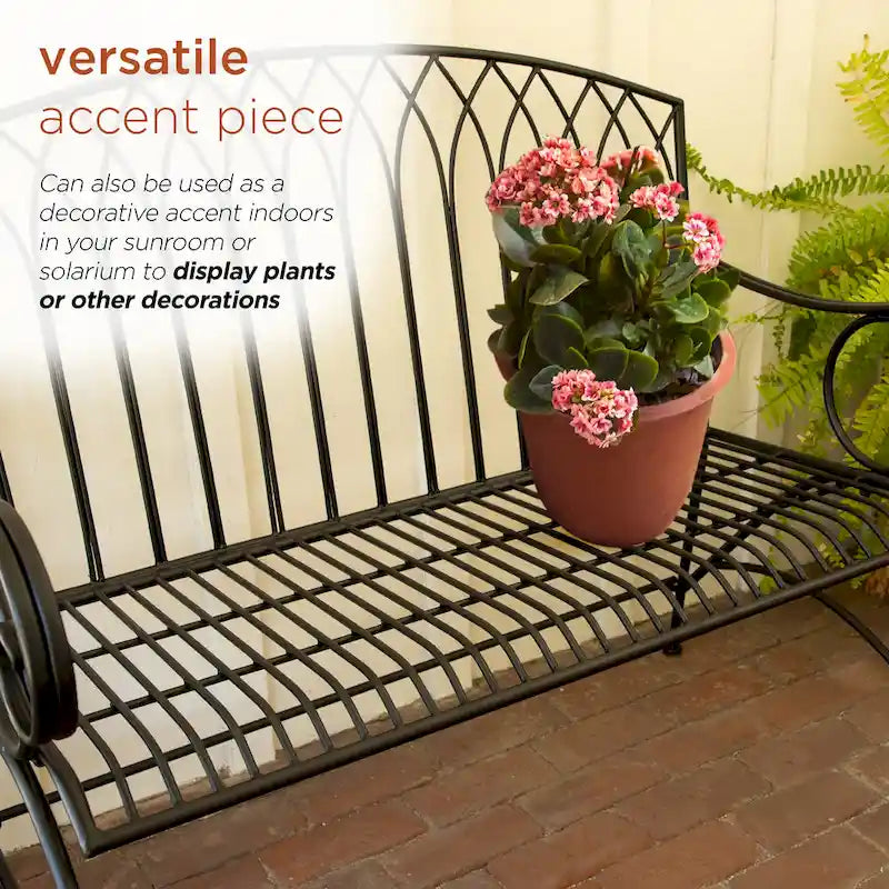 Banc de jardin classique en métal 2 places Alpine Corporation 44 L pour intérieur/extérieur