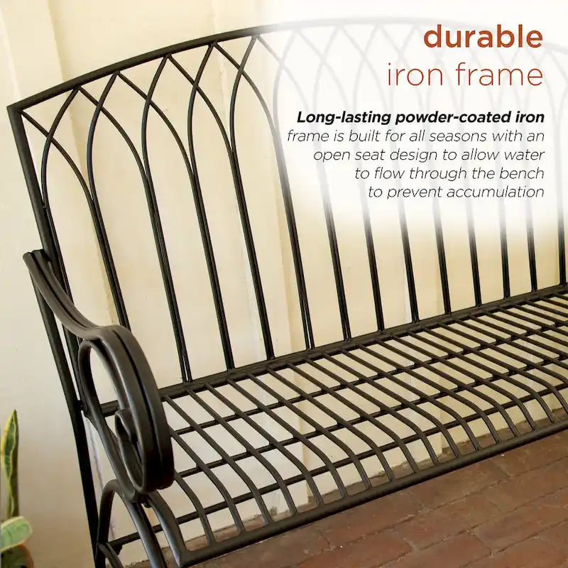 Banc de jardin classique en métal 2 places Alpine Corporation 44 L pour intérieur/extérieur