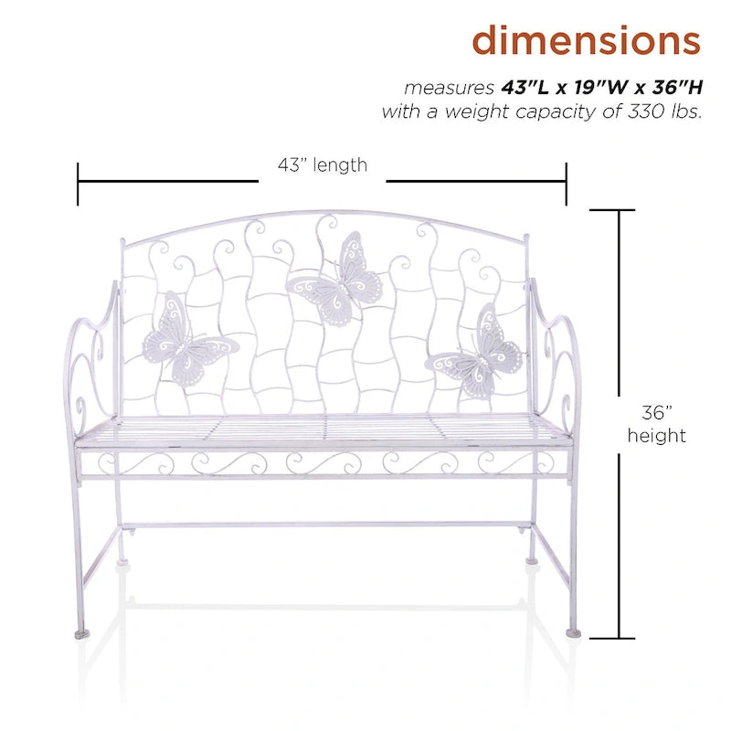 Banc de jardin classique en métal 2 places Alpine Corporation 44 L pour intérieur/extérieur