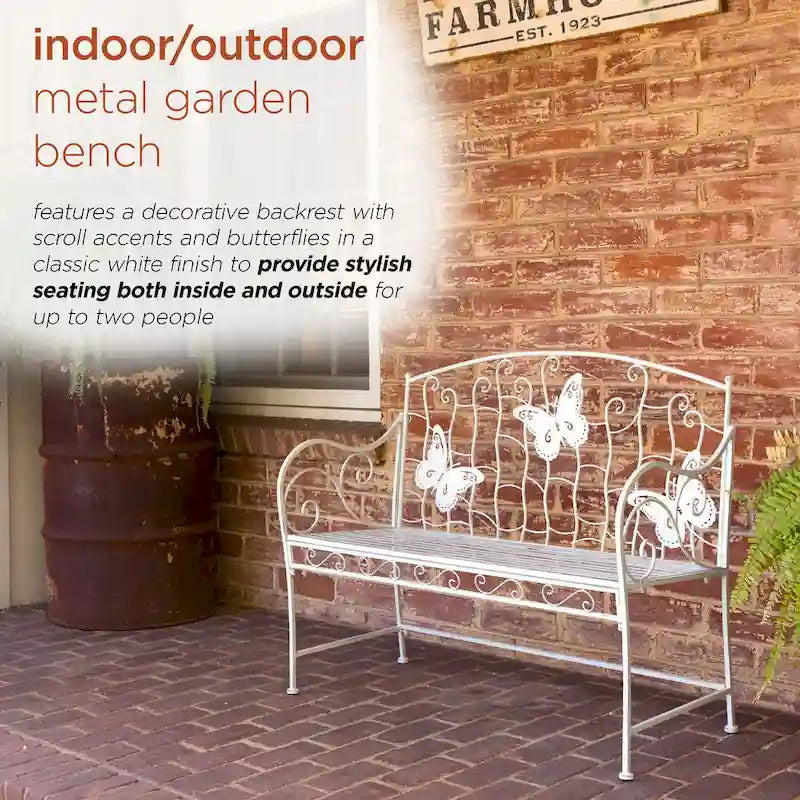 Banc de jardin classique en métal 2 places Alpine Corporation 44 L pour intérieur/extérieur