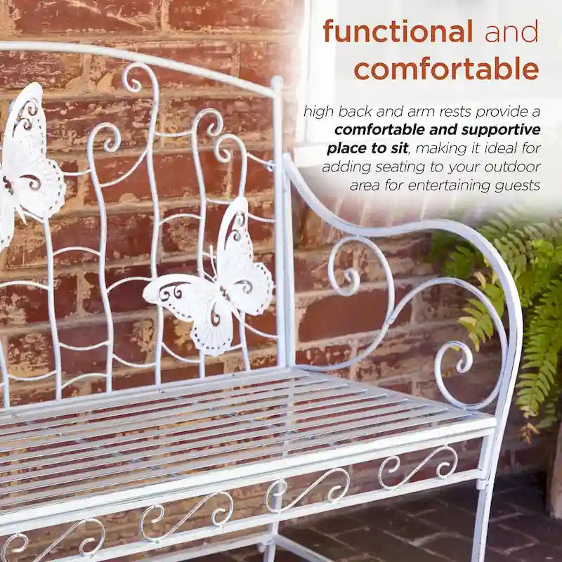 Banc de jardin classique en métal 2 places Alpine Corporation 44 L pour intérieur/extérieur