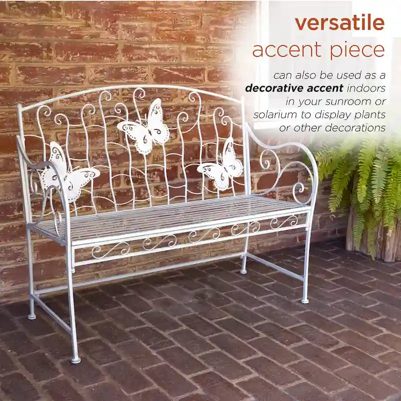 Banc de jardin classique en métal 2 places Alpine Corporation 44 L pour intérieur/extérieur