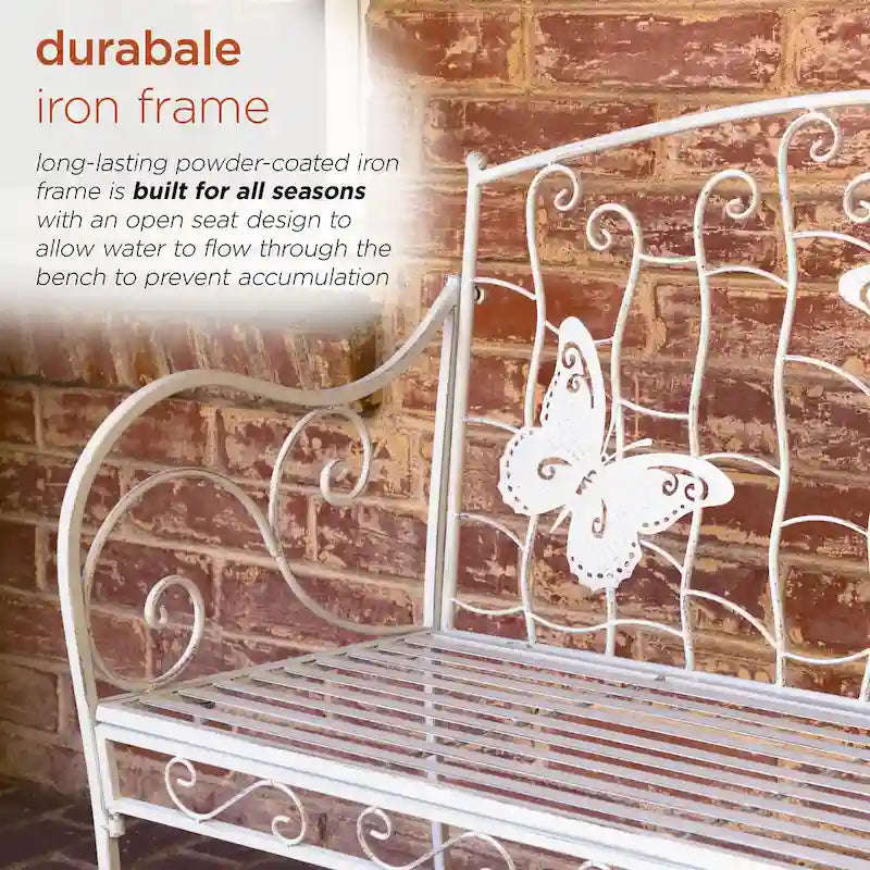 Banc de jardin classique en métal 2 places Alpine Corporation 44 L pour intérieur/extérieur