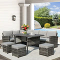 AECOJOY Ensemble de 7 meubles de patio extérieurs en osier et rotin, canapé modulable