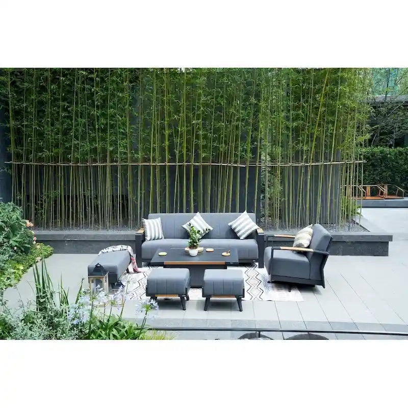 Collection de salon de patio en aluminium pour extérieur et intérieur avec table basse, gris (Vous pouvez choisir un ensemble ou une pièce seule)