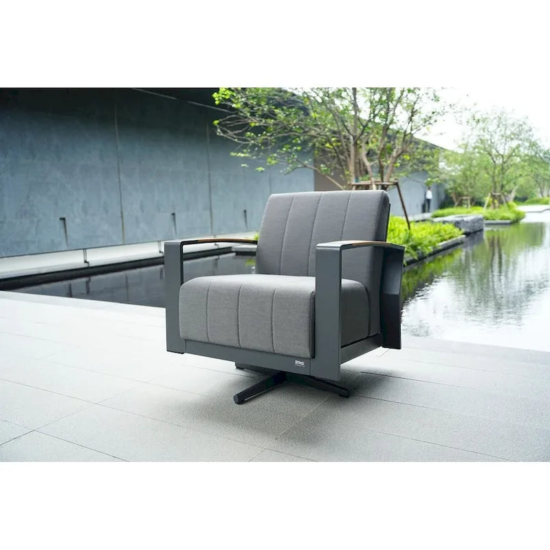 Collection de salon de patio en aluminium pour extérieur et intérieur avec table basse, gris (Vous pouvez choisir un ensemble ou une pièce seule)