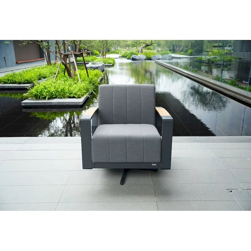 Collection de salon de patio en aluminium pour extérieur et intérieur avec table basse, gris (Vous pouvez choisir un ensemble ou une pièce seule)