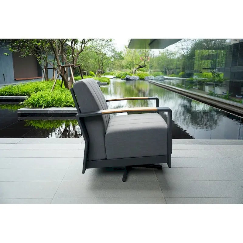 Collection de salon de patio en aluminium pour extérieur et intérieur avec table basse, gris (Vous pouvez choisir un ensemble ou une pièce seule)