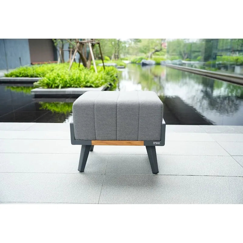 Collection de salon de patio en aluminium pour extérieur et intérieur avec table basse, gris (Vous pouvez choisir un ensemble ou une pièce seule)