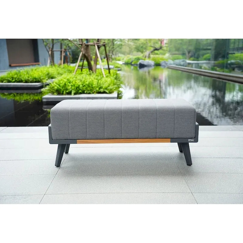 Collection de salon de patio en aluminium pour extérieur et intérieur avec table basse, gris (Vous pouvez choisir un ensemble ou une pièce seule)