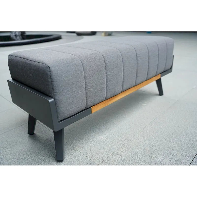 Collection de salon de patio en aluminium pour extérieur et intérieur avec table basse, gris (Vous pouvez choisir un ensemble ou une pièce seule)