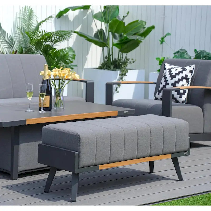 Collection de salon de patio en aluminium pour extérieur et intérieur avec table basse, gris (Vous pouvez choisir un ensemble ou une pièce seule)