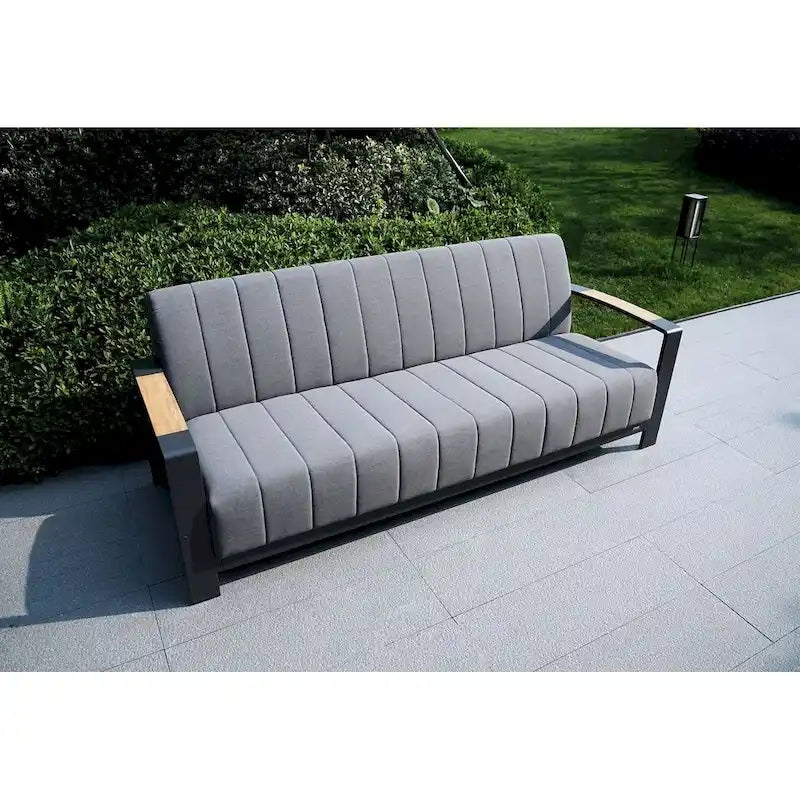 Collection de salon de patio en aluminium pour extérieur et intérieur avec table basse, gris (Vous pouvez choisir un ensemble ou une pièce seule)