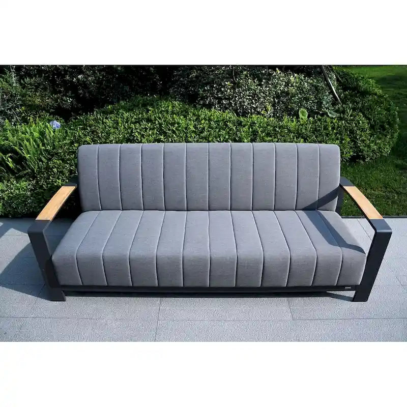 Collection de salon de patio en aluminium pour extérieur et intérieur avec table basse, gris (Vous pouvez choisir un ensemble ou une pièce seule)