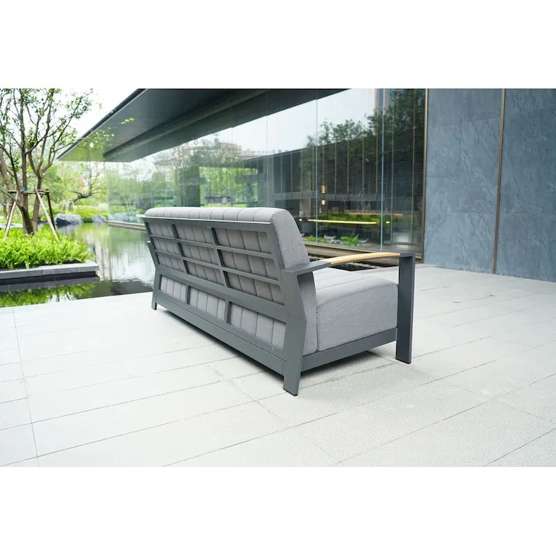 Collection de salon de patio en aluminium pour extérieur et intérieur avec table basse, gris (Vous pouvez choisir un ensemble ou une pièce seule)